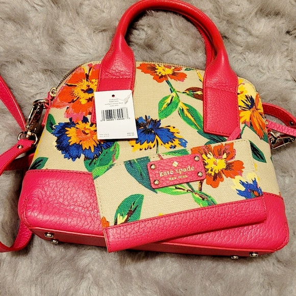 Kate Spade 2pc Southport Avenue Floral Bag & Wallet SET, Pink/Multi Color - Picture 1 of 5